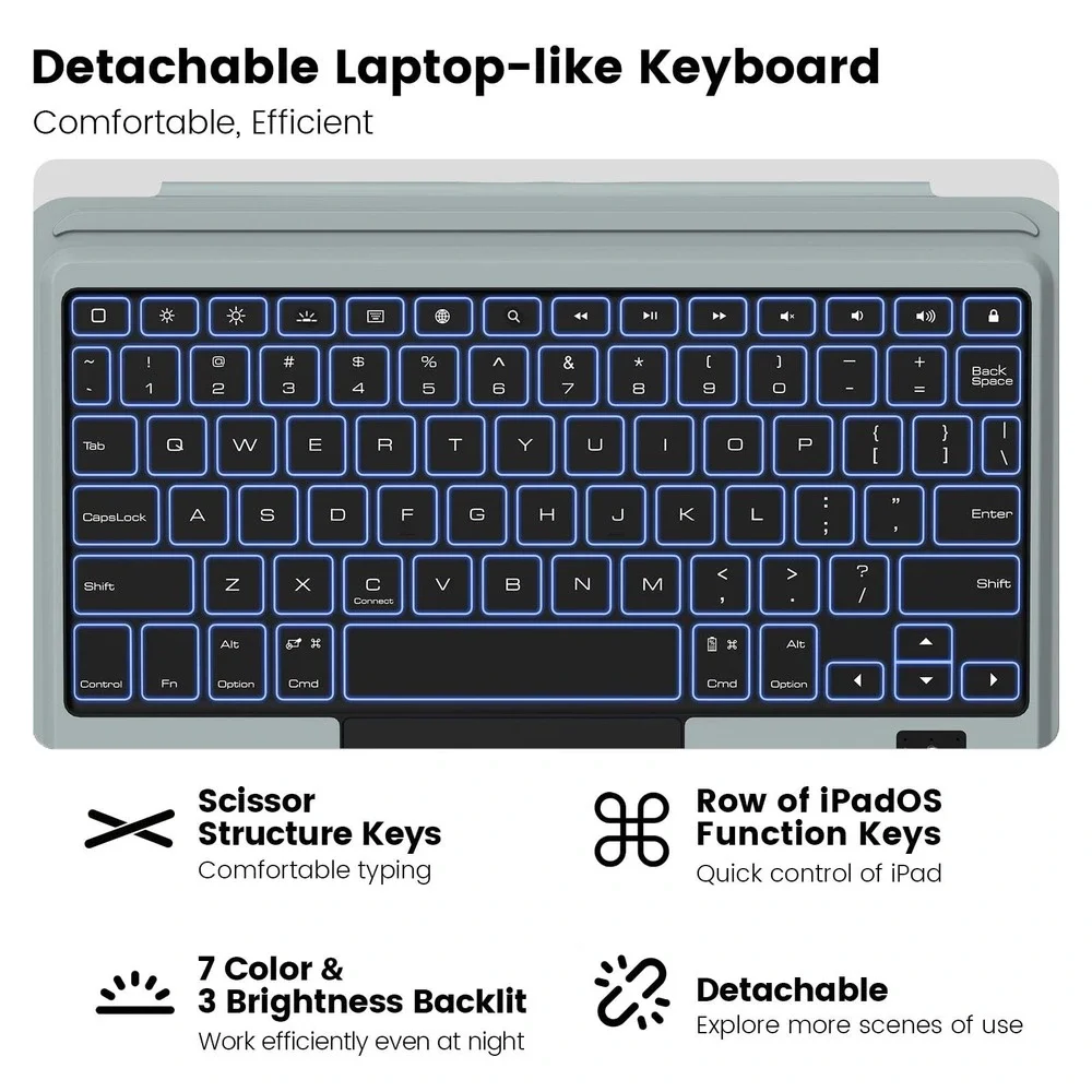 Nillkin Rugged Keyboard Case iPad 9th 8th 7th Gen 10.2 Backlit Detachable